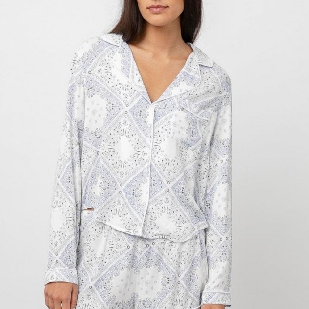 Rails Kellen Pajama Top in Ivory Blue Bandana Size S